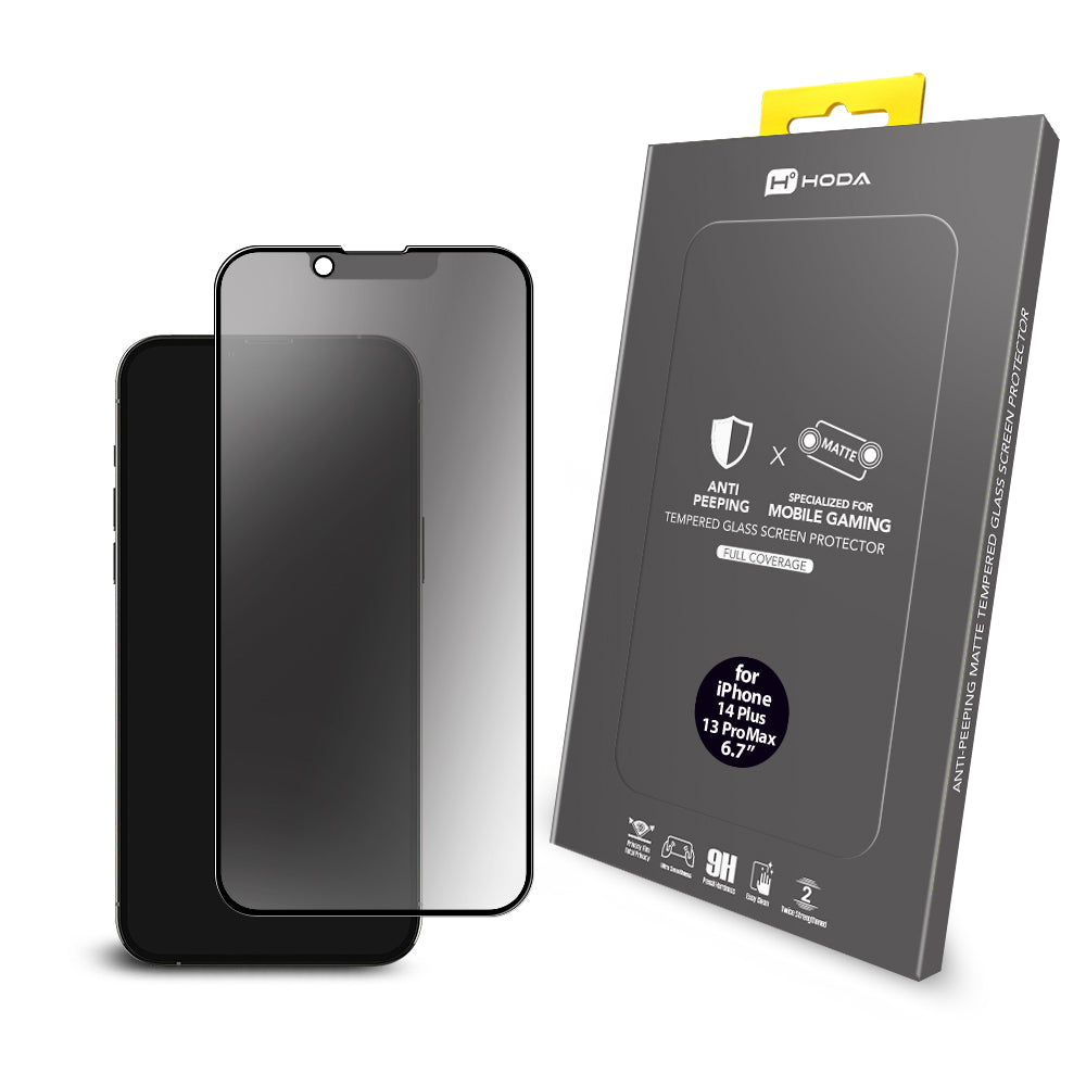 霧面防窺玻璃保護貼 iPhone 17e / 16e / 14 / 13 系列 附無塵太空艙貼膜神器 | HODA®