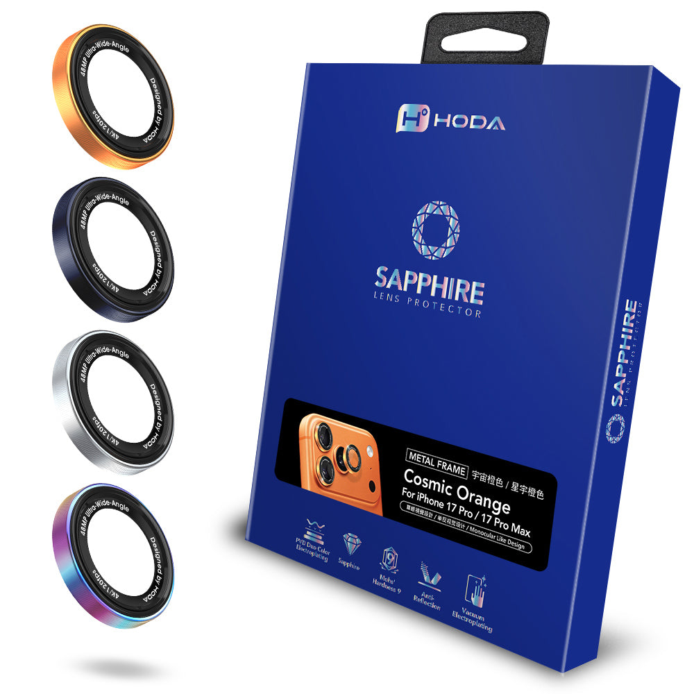 藍寶石單眼視覺設計鏡頭保護貼 iPhone 17 Pro / 17 Pro Max (3顆/組) | HODA®