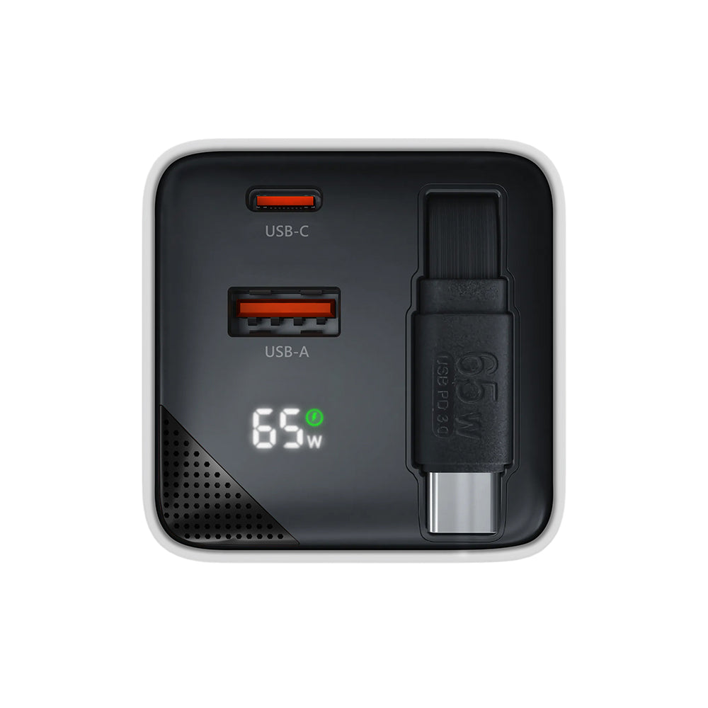 65W GaN 氮化鎵三輸出自帶伸縮線電源供應器 / 極速智能充電器 | HODA®