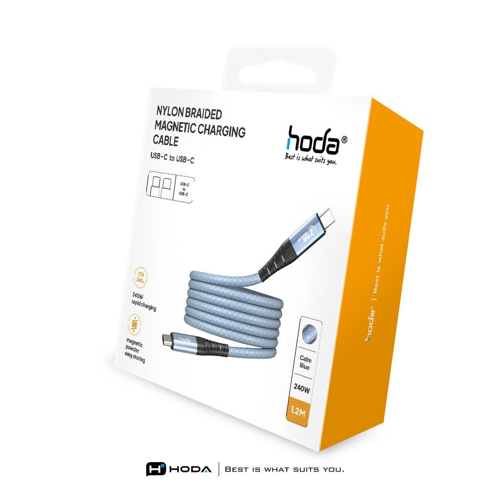 240W USB 2.0【USB-C to C】120cm / 200cm 磁吸收納編織快充線 | HODA®