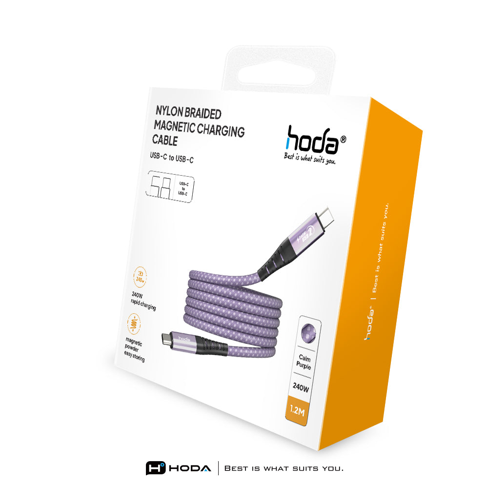 240W USB 2.0【USB-C to C】120cm / 200cm 磁吸收納編織快充線 | HODA®