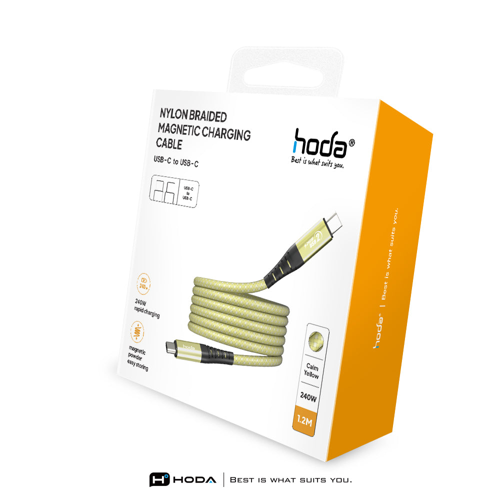 240W USB 2.0【USB-C to C】120cm / 200cm 磁吸收納編織快充線 | HODA®