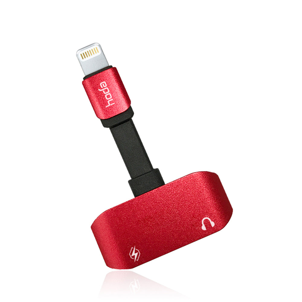 雙Lightning 一分二充電音頻轉接線-紅色 | HODA®