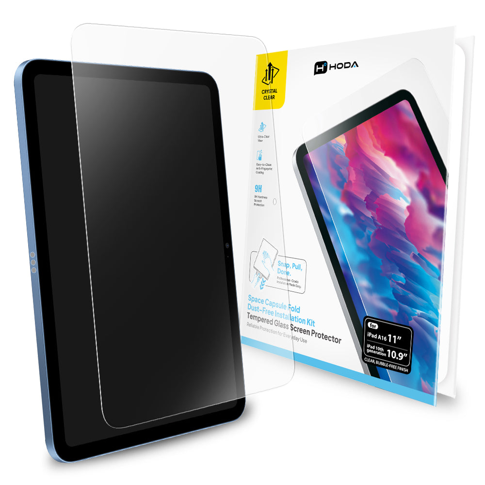 亮面玻璃保護貼 iPad A16 (11代) 11吋 / iPad 10代 10.9吋 附太空艙 Fold 貼膜神器 | HODA®