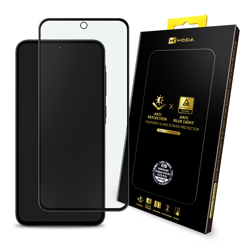 AR抗反射抗藍光玻璃保護貼 Samsung S24FE / A55 / A35 (德國萊因TÜV RPF20認證) | HODA®