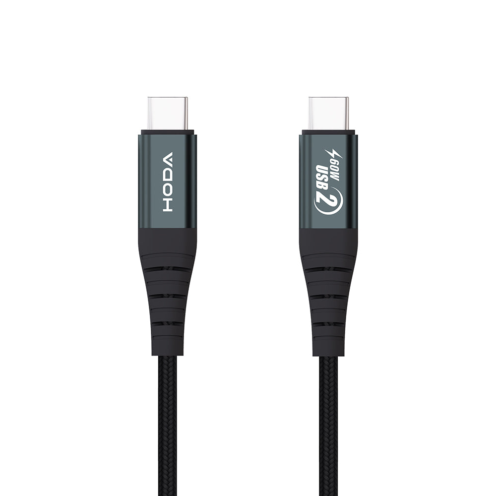 60W 3A USB 2.0【USB-C to C】120cm / 200cm 快速充電編織線材 | HODA®