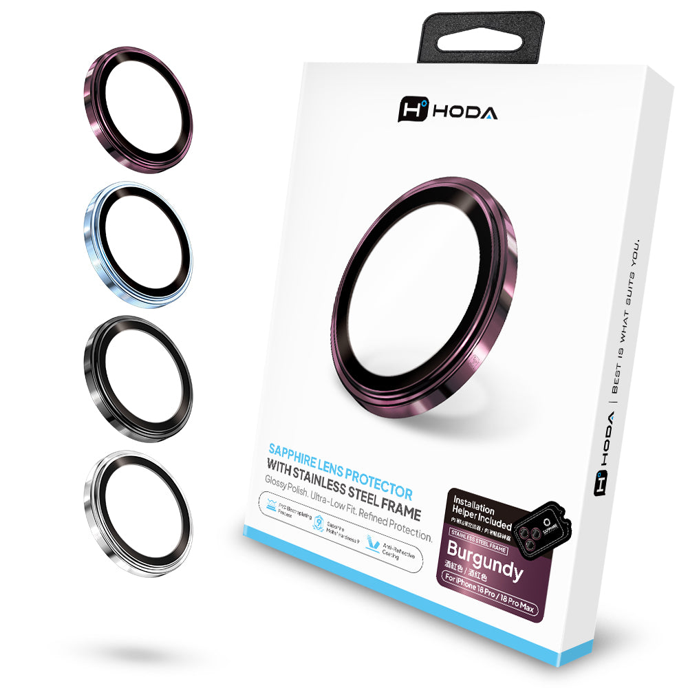 藍寶石單色不鏽鋼鏡頭保護貼 iPhone 18 Pro / 18 Pro Max (3顆/組) | HODA®