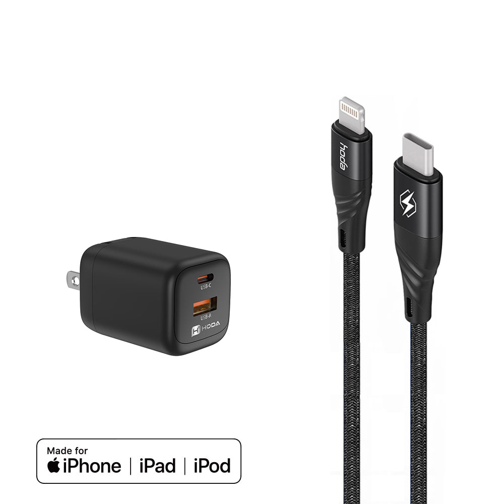 35W GaN 充電器 + MFi Lightning 充電線組合優惠 | HODA®
