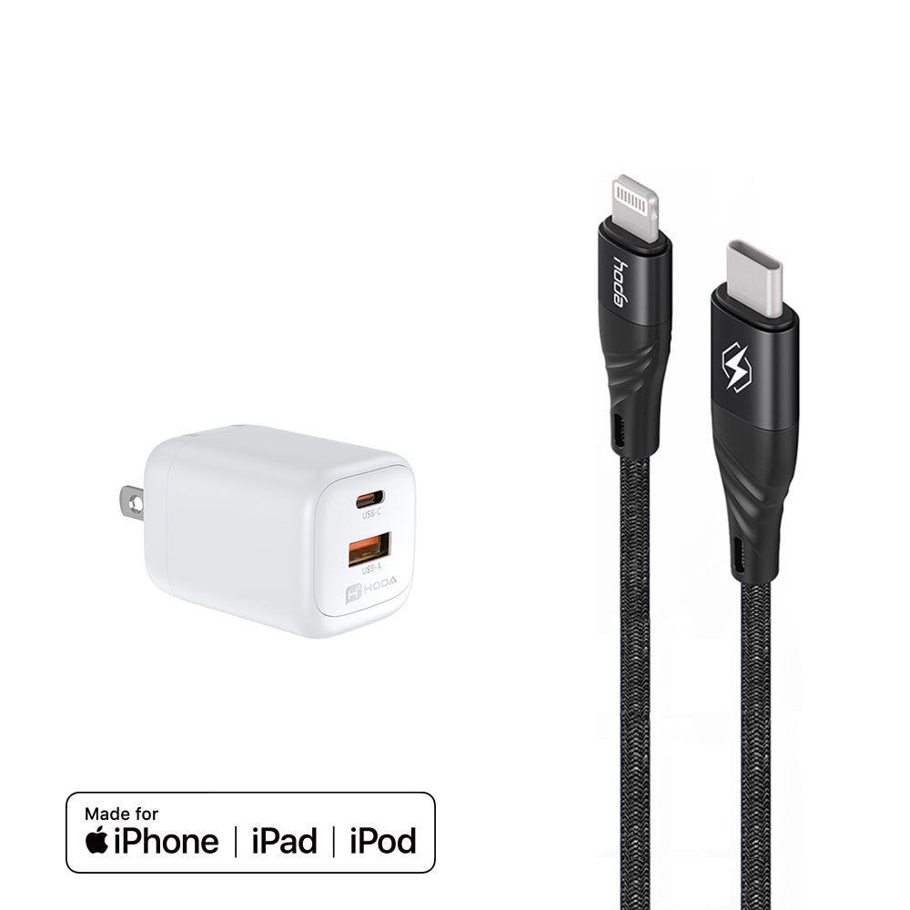 35W GaN 充電器 + MFi Lightning 充電線組合優惠 | HODA®
