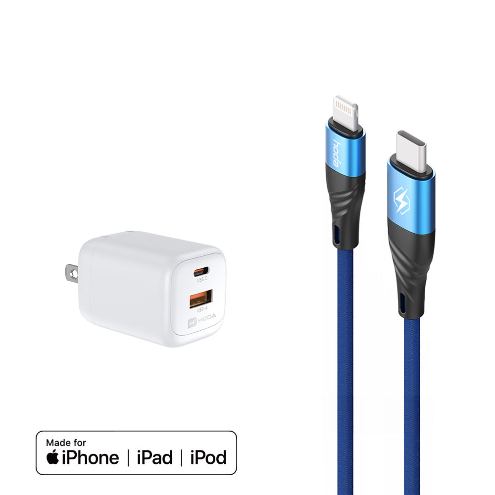 35W GaN 充電器 + MFi Lightning 充電線組合優惠 | HODA®