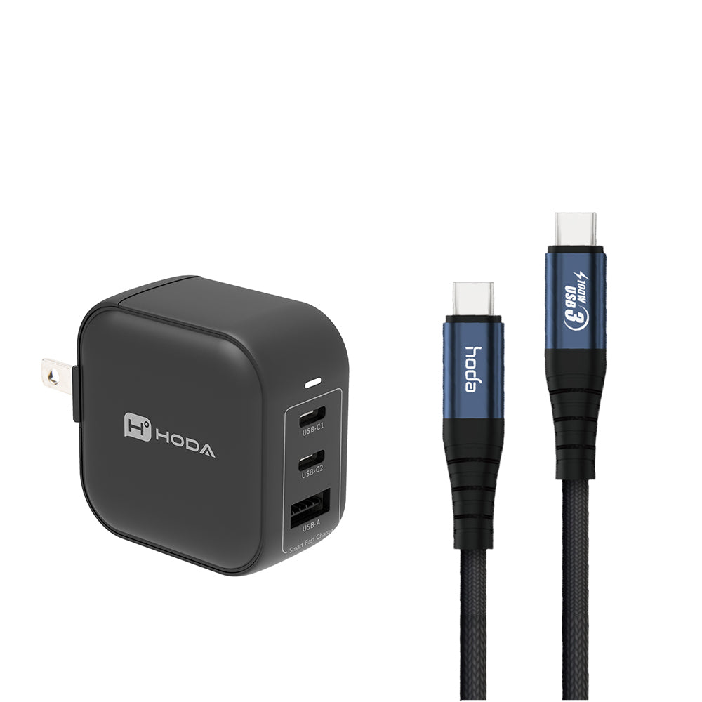 65W GaN 充電器 + USB-C TO C 充電線 組合優惠 | HODA®