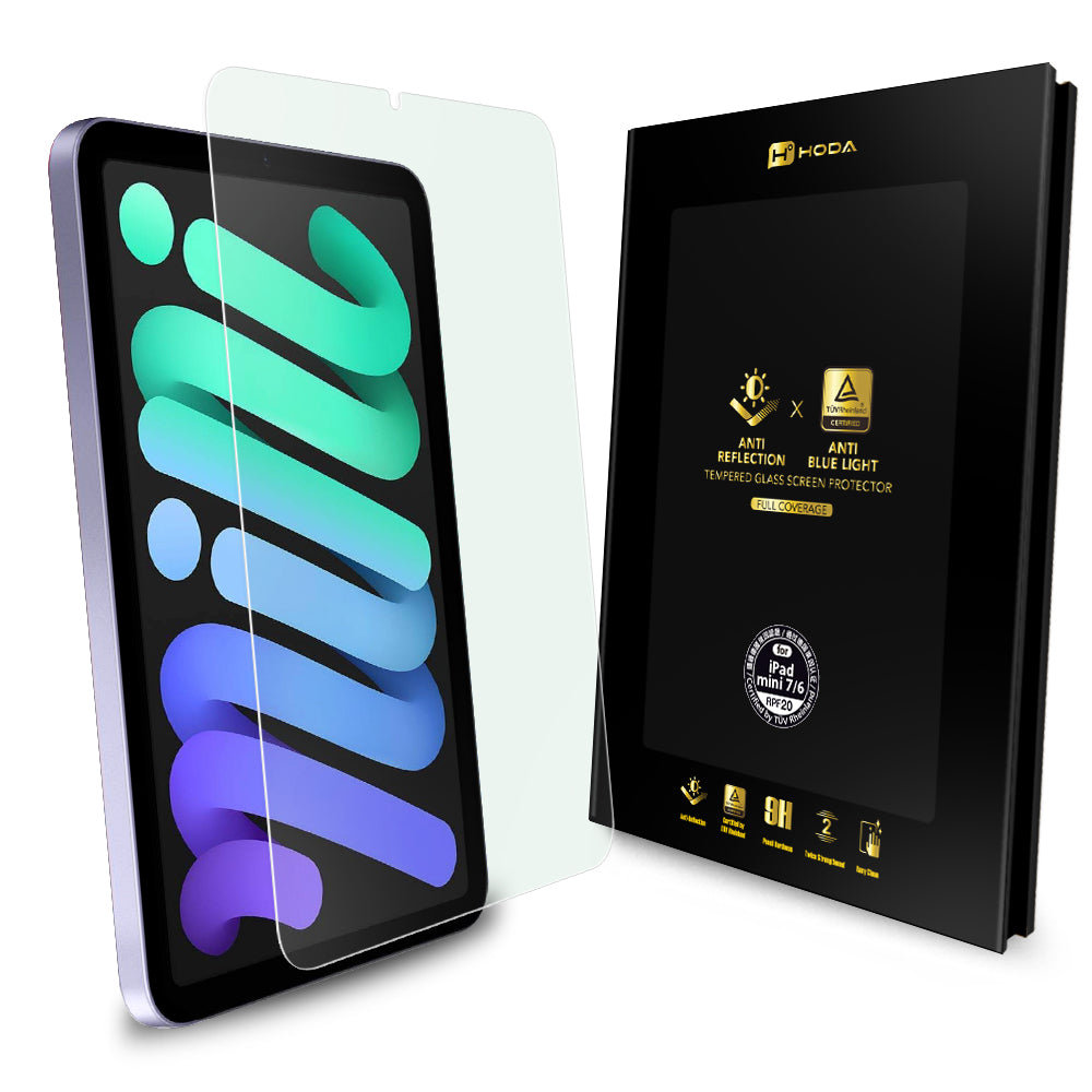 AR抗反射抗藍光玻璃保護貼 iPad mini 7 / 6 (德國萊因TÜV RPF20認證) | HODA®