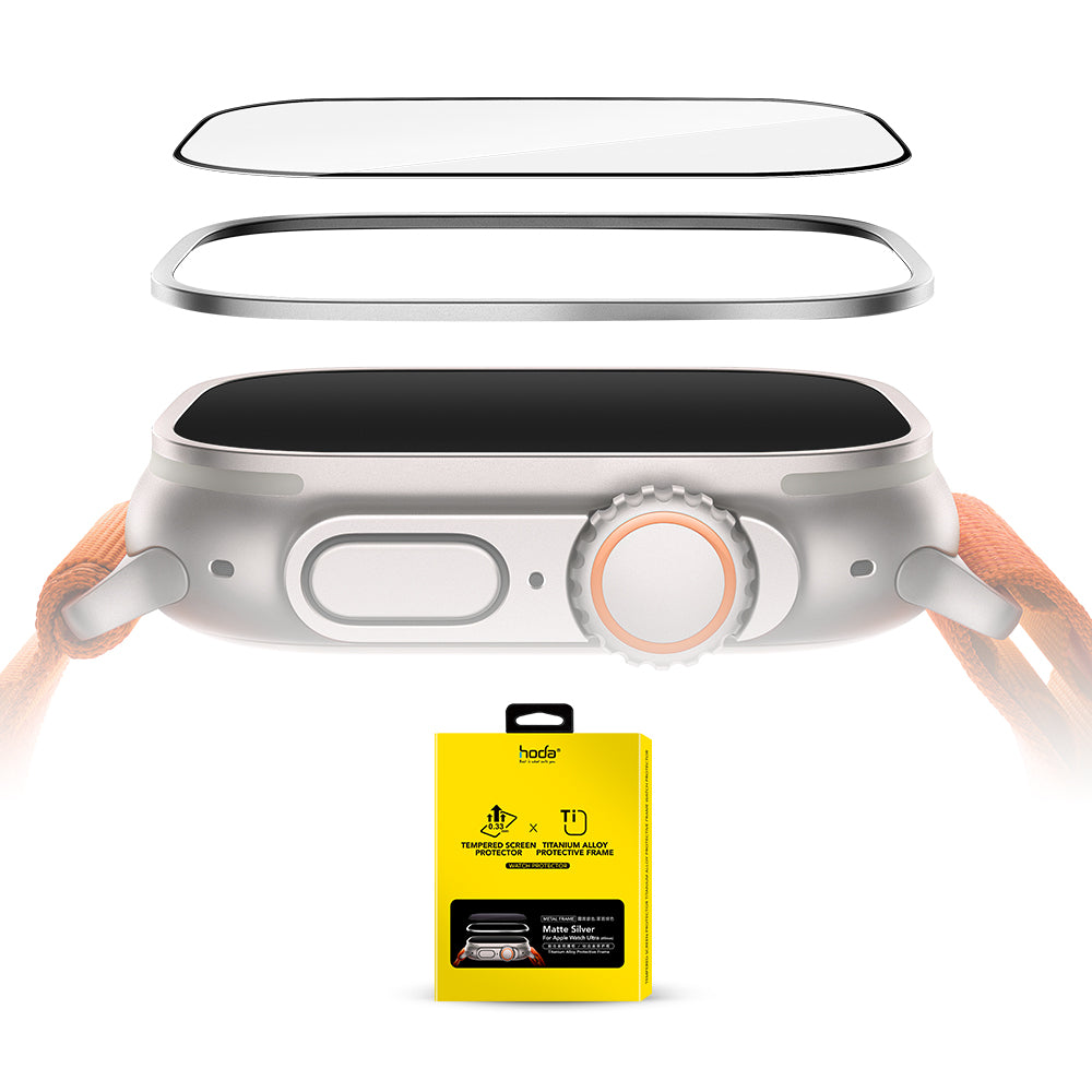 亮面玻璃保護貼 Apple Watch Ultra 3/2/1 49mm (附鈦合金保護框) | HODA®