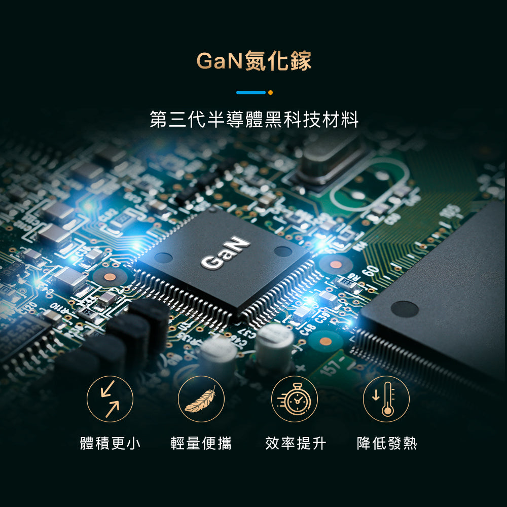 hoda GAN氮化鎵智慧三孔 65W 極速智能充電器, 黑