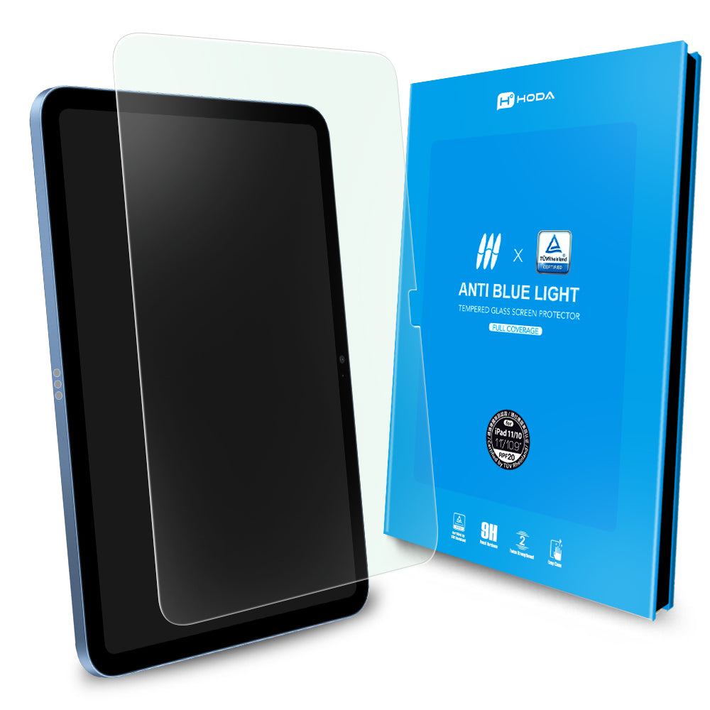 抗藍光玻璃保護貼 iPad A16 (11代) 11吋 / iPad 10代 10.9吋 (德國萊因TÜV RPF20認證) | HODA®