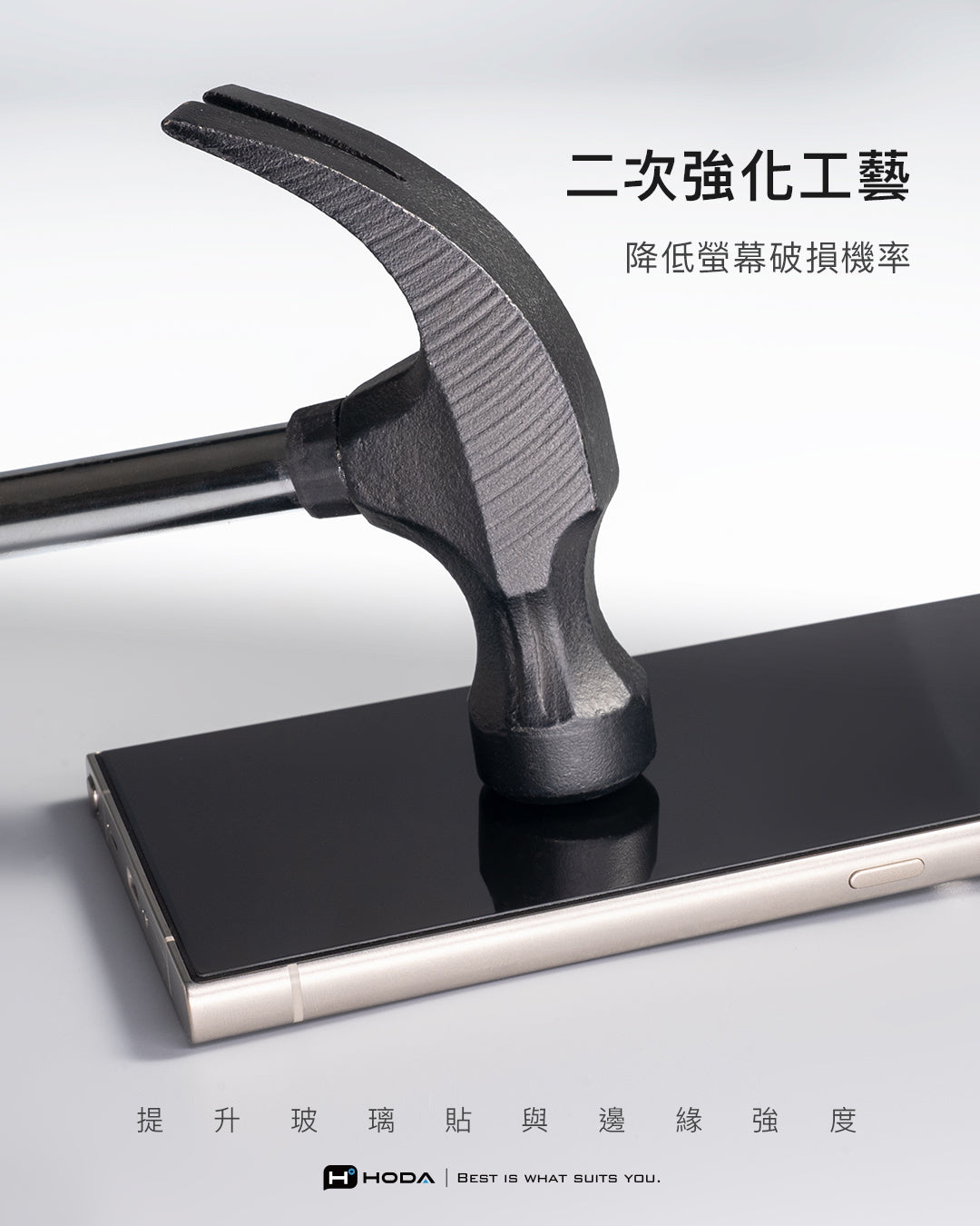 二次強化工藝降低螢幕破損機率提升玻璃貼 與邊 緣 強度H HODA BEST IS WHAT SUITS YOU.