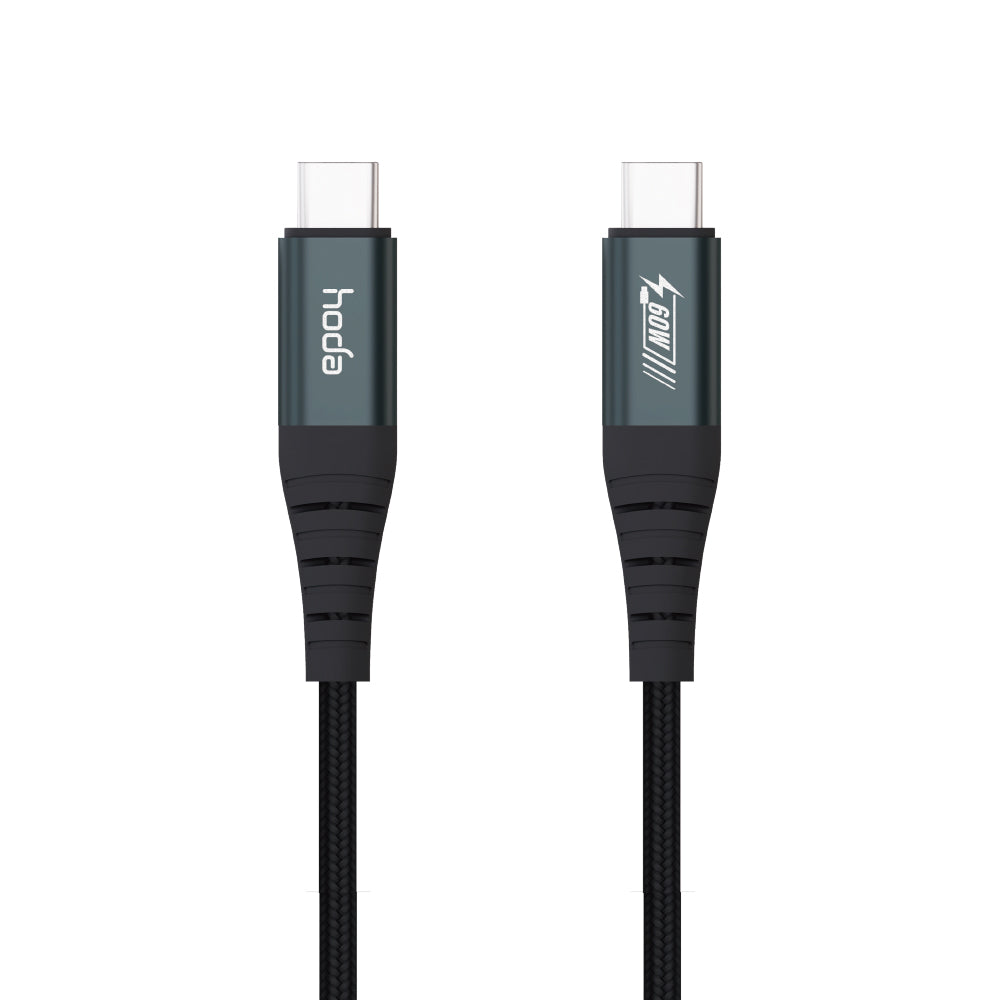 60W 3A USB 2.0【USB-C to C】120cm / 200cm 快速充電編織線材 | HODA®